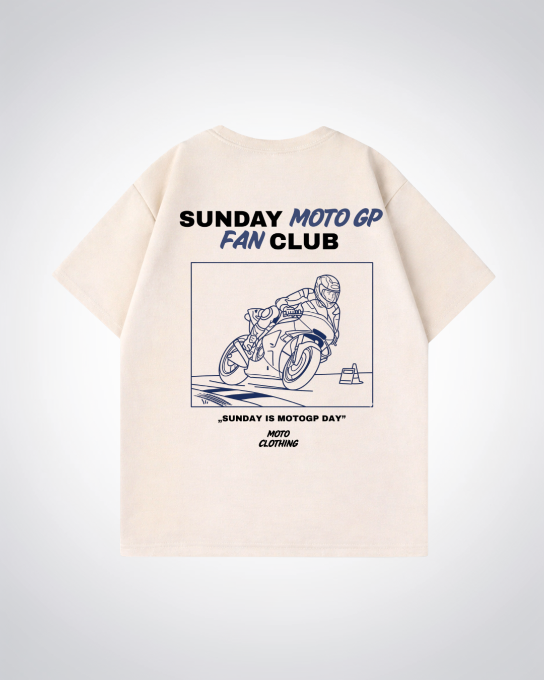 Sunday MotoGP Fan Club Oversized Shirt - Beige Back (Designed)