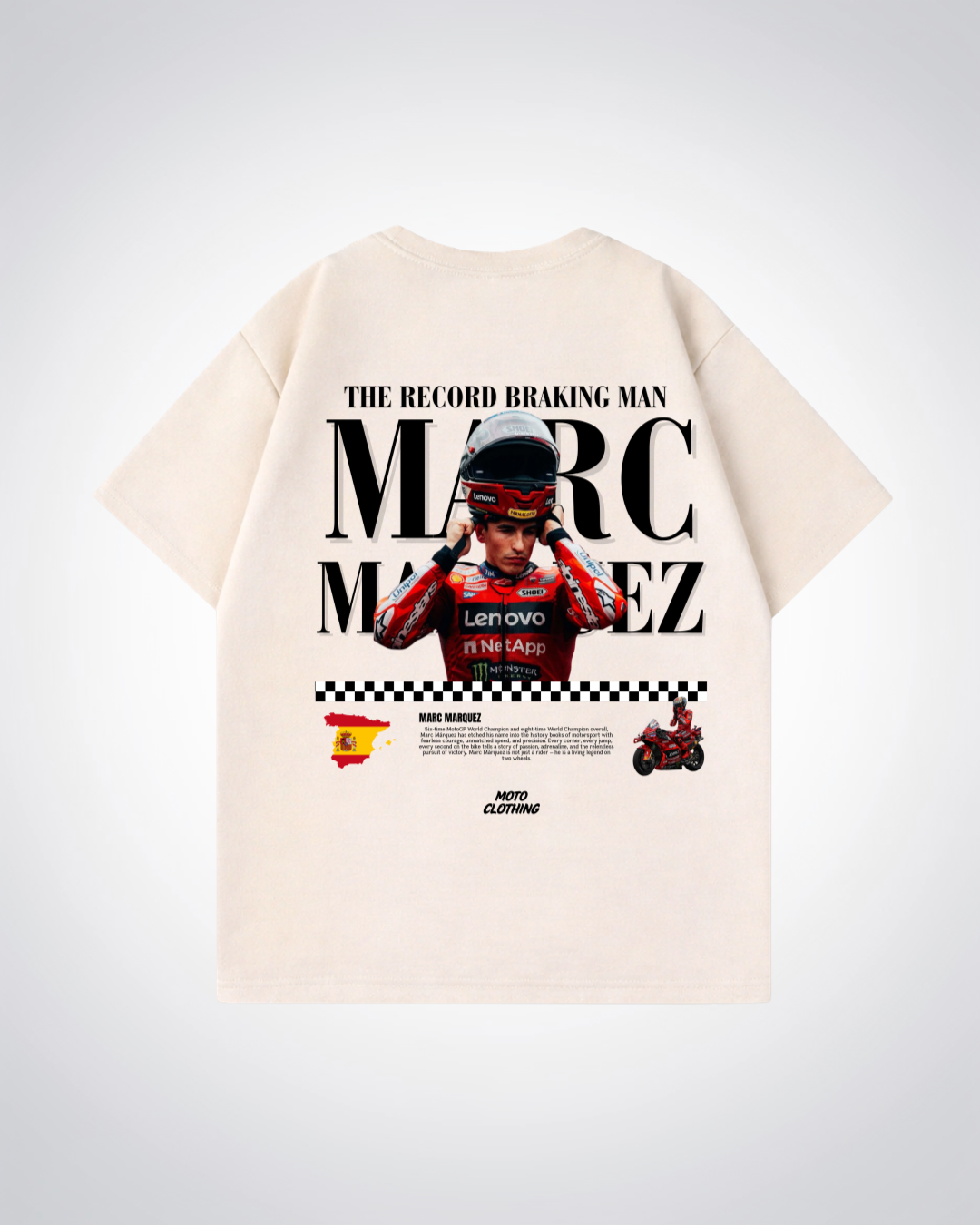 Record Braking Man Oversized Shirt - Beige Back (Designed)