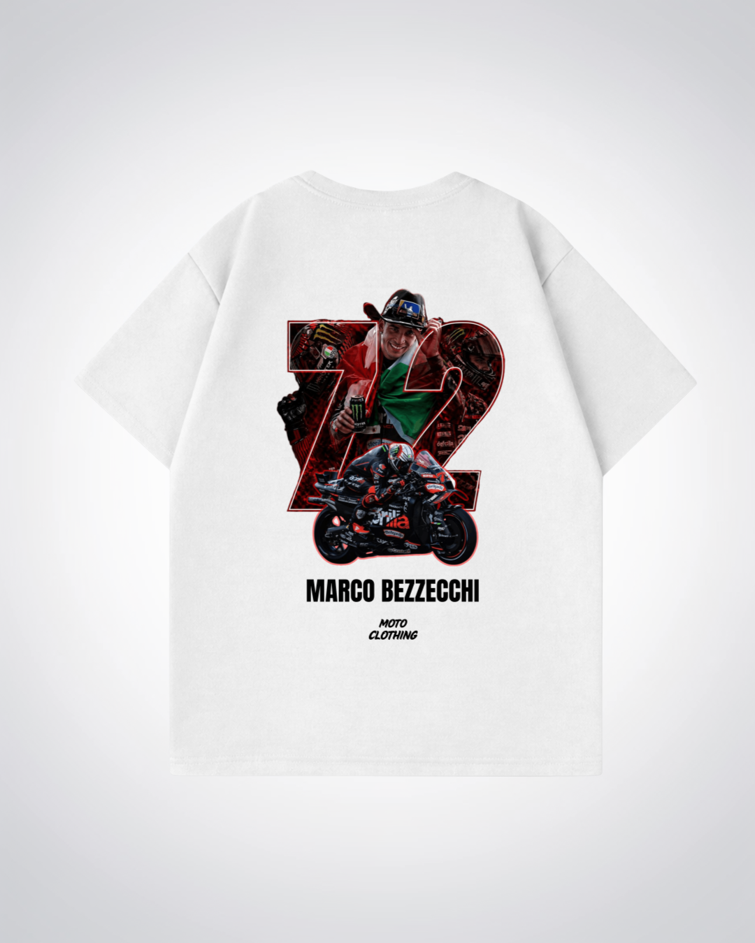 Marco Bezzecchi 72 Oversized Shirt - White Back (Designed)