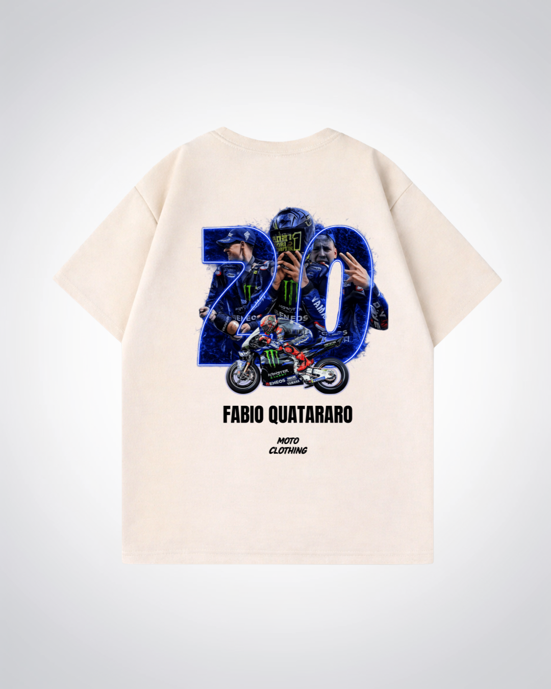 Fabio Quatararo 20 Oversized Shirt - Beige Back (Designed)