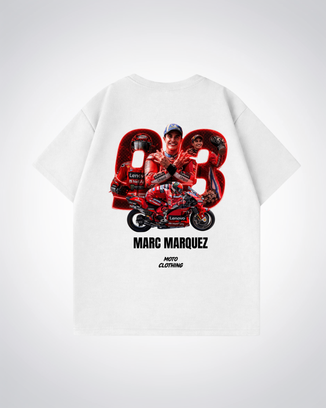 Marc Marquez 93 Oversized Shirt - White Back (Designed)