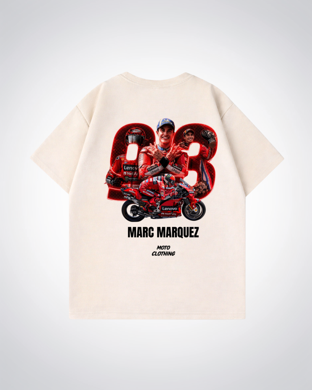 Marc Marquez 93 Oversized Shirt - Beige Back (Designed)