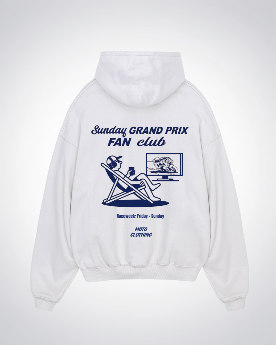 Sunday GP Fan Club Oversized Hoodie - White Back (Designed)