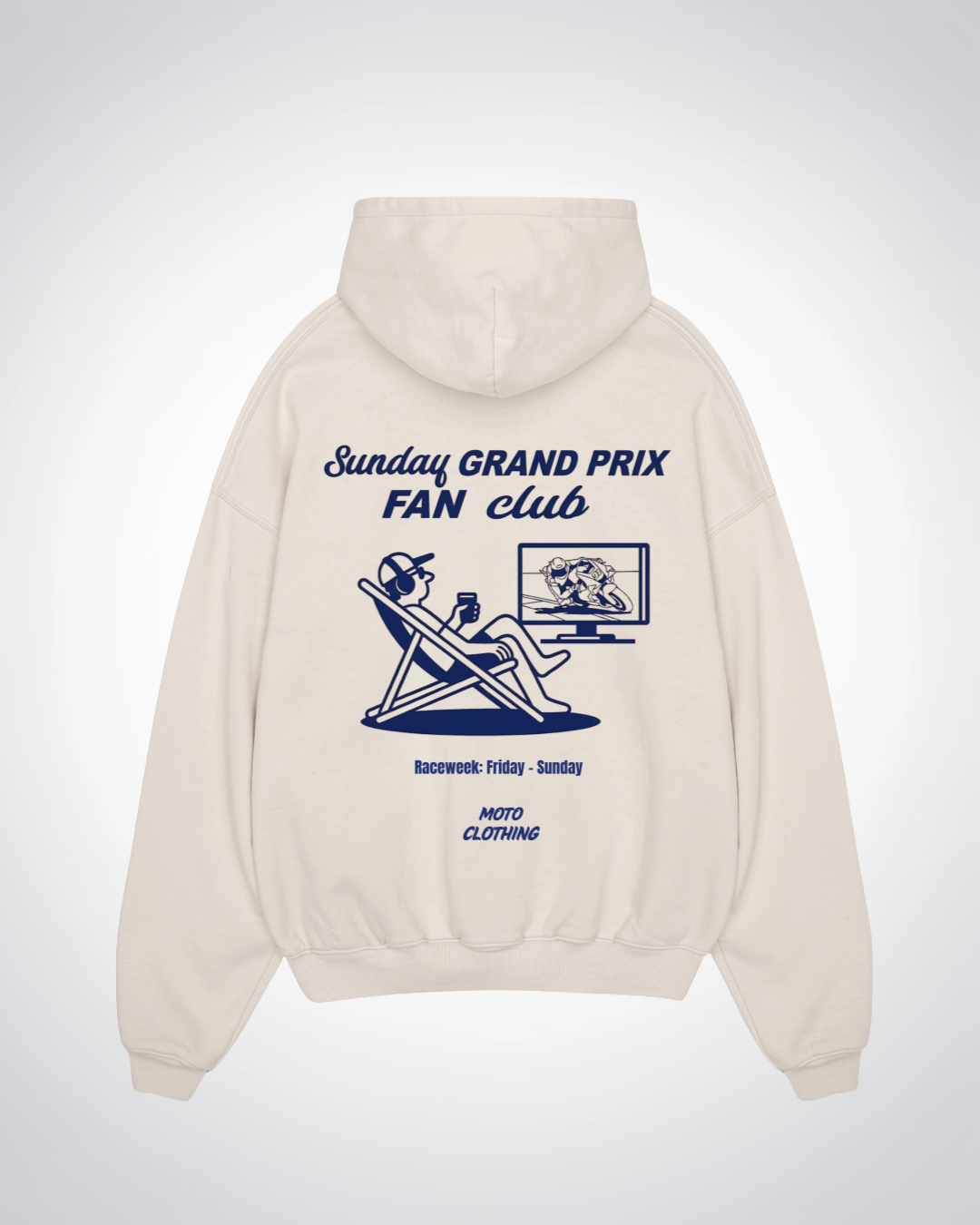 Sunday GP Fan Club Oversized Hoodie - Beige Back (Designed)