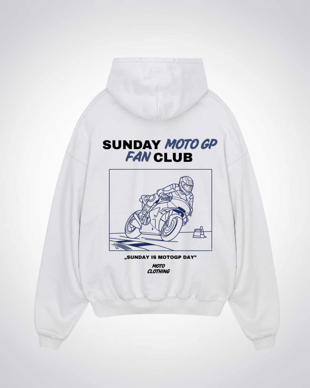 Sunday MotoGP Fan Club Oversized Hoodie - White Back (Designed)