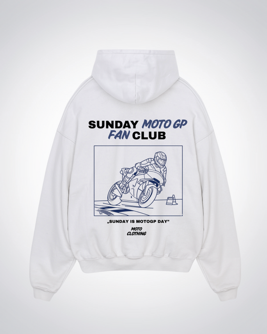 Sunday MotoGP Fan Club Oversized Hoodie - White Back (Designed)