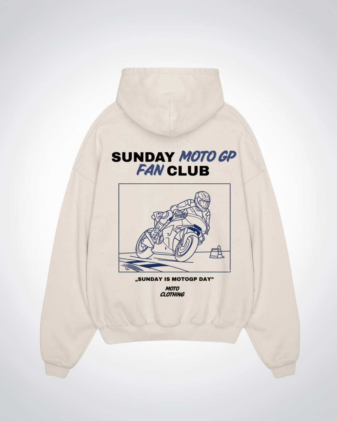 Sunday MotoGP Fan Club Oversized Hoodie - Beige Back (Designed)