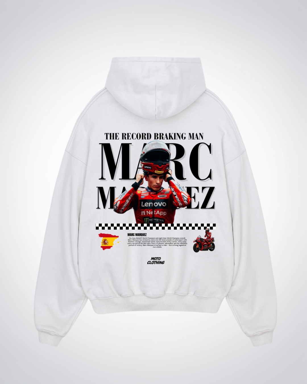 Sunday MotoGP Fan Club Oversized Hoodie - White Back (Designed)