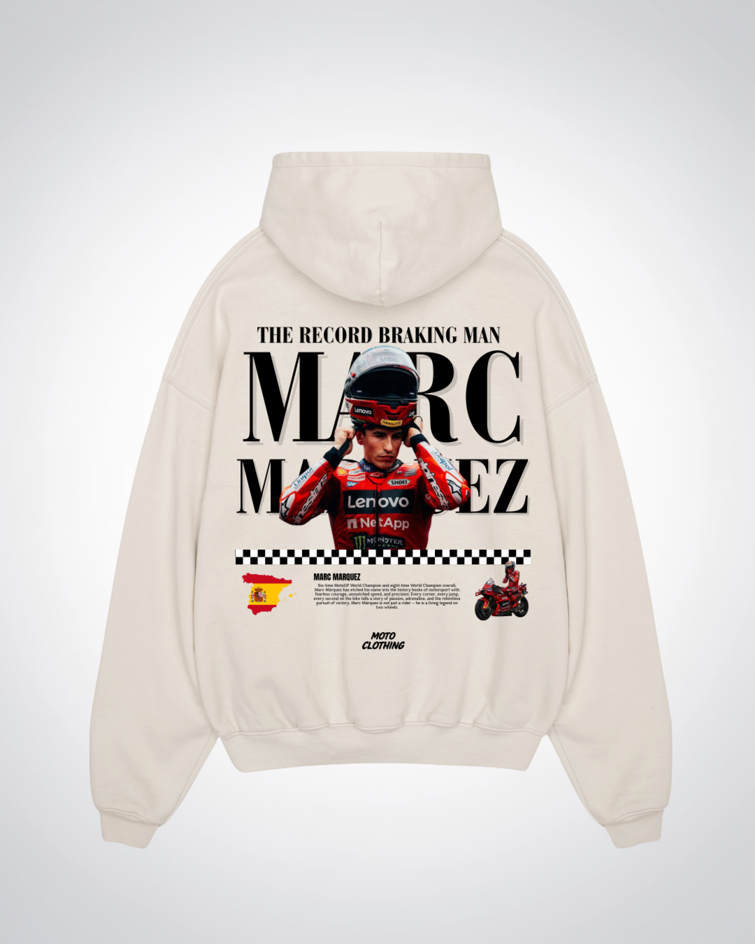 Sunday MotoGP Fan Club Oversized Hoodie - Beige Back (Designed)