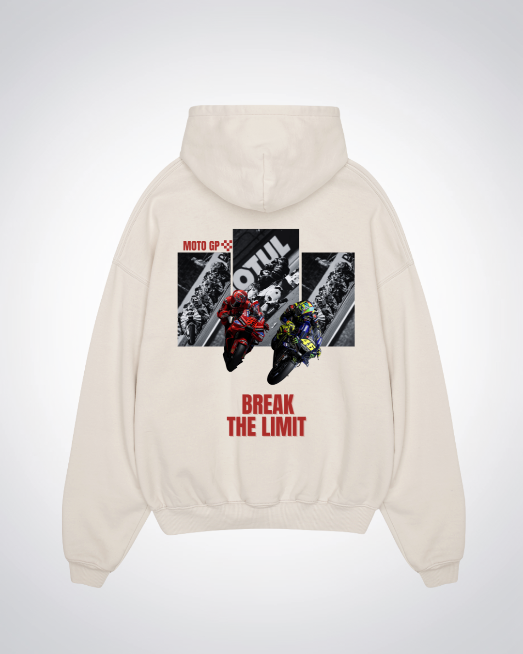 Break The Limit Oversized Hoodie - Beige Back (Designed)