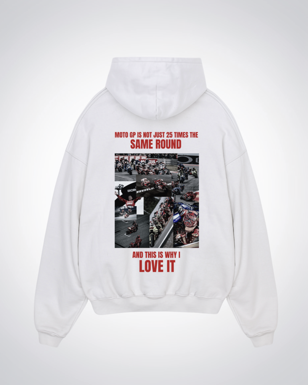 Not 25 times the same Round Oversized Hoodie - White Back (Designed)