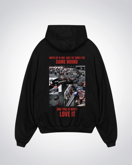 Not 25 times the same Round Oversized Hoodie - Black Back (Designed)