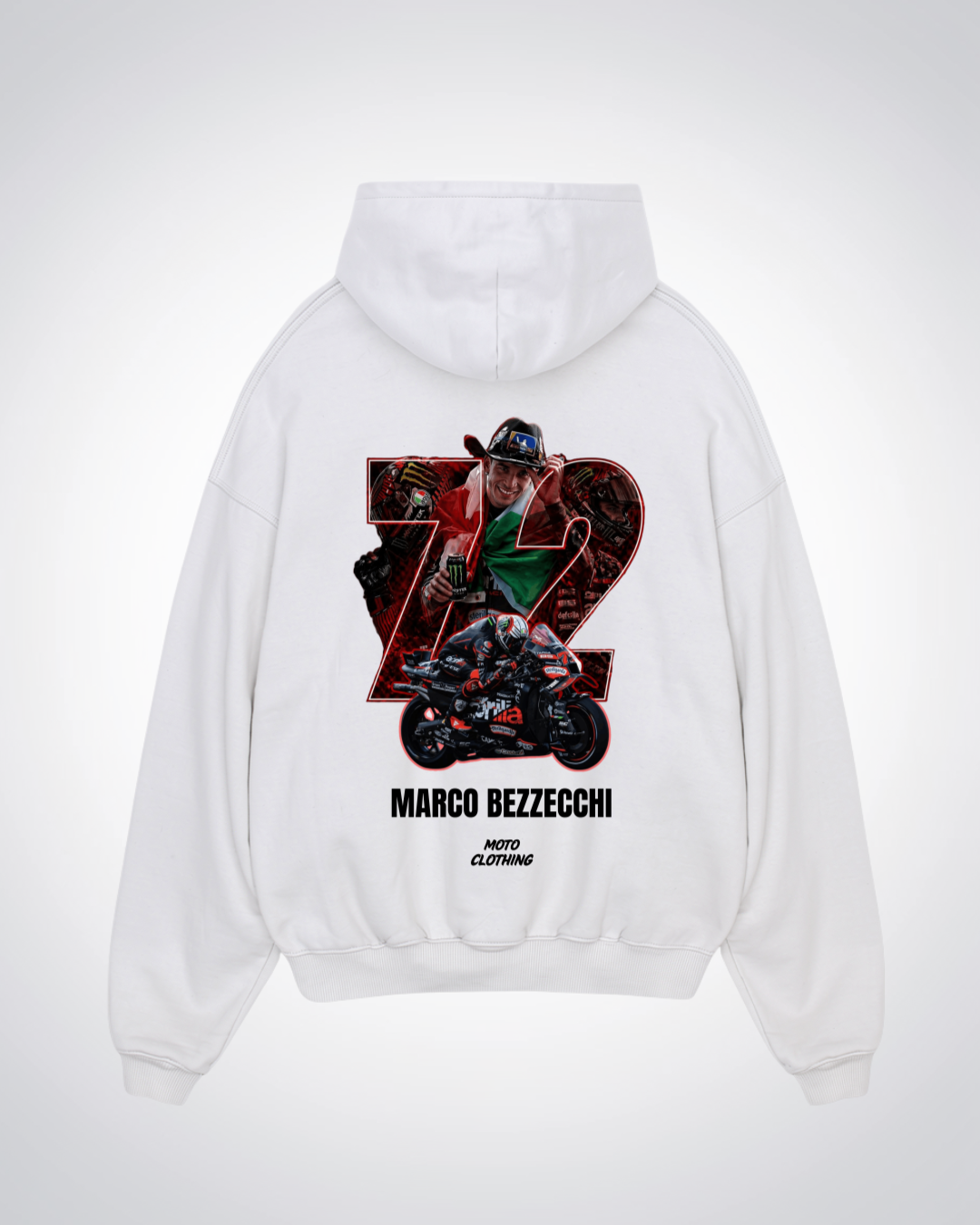 Marco Bezzecchi 72 Oversized Hoodie - White Back (Designed)