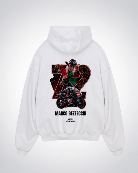 Marco Bezzecchi 72 Oversized Hoodie - White Back (Designed)