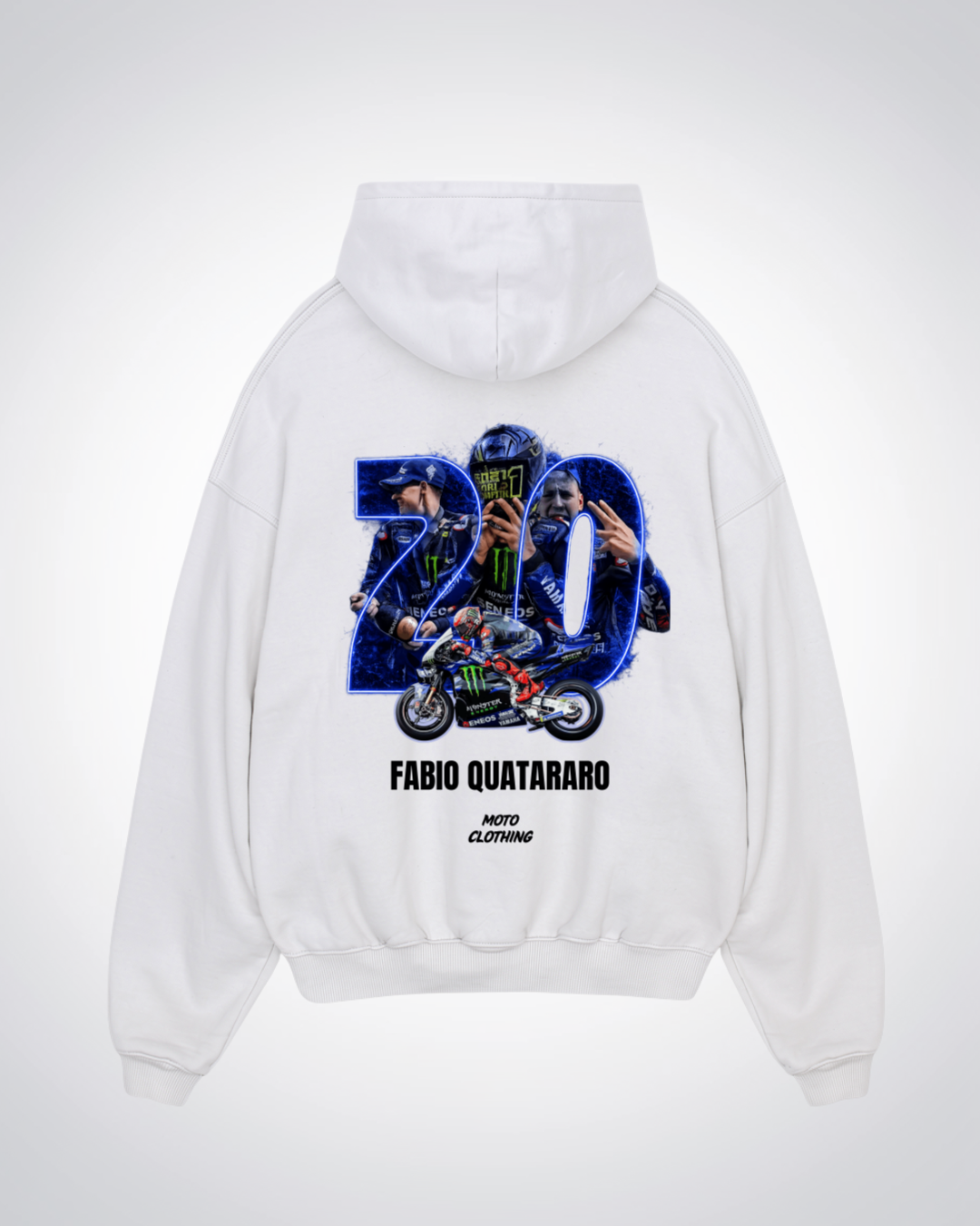 Fabio Quatararo 20 Oversized Hoodie - White Back (Designed)
