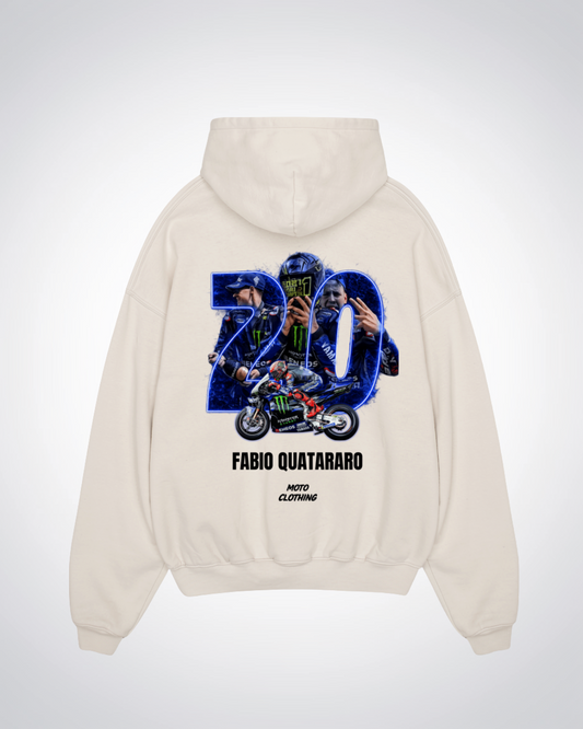 Fabio Quatararo 20 Oversized Hoodie - Beige Back (Designed)