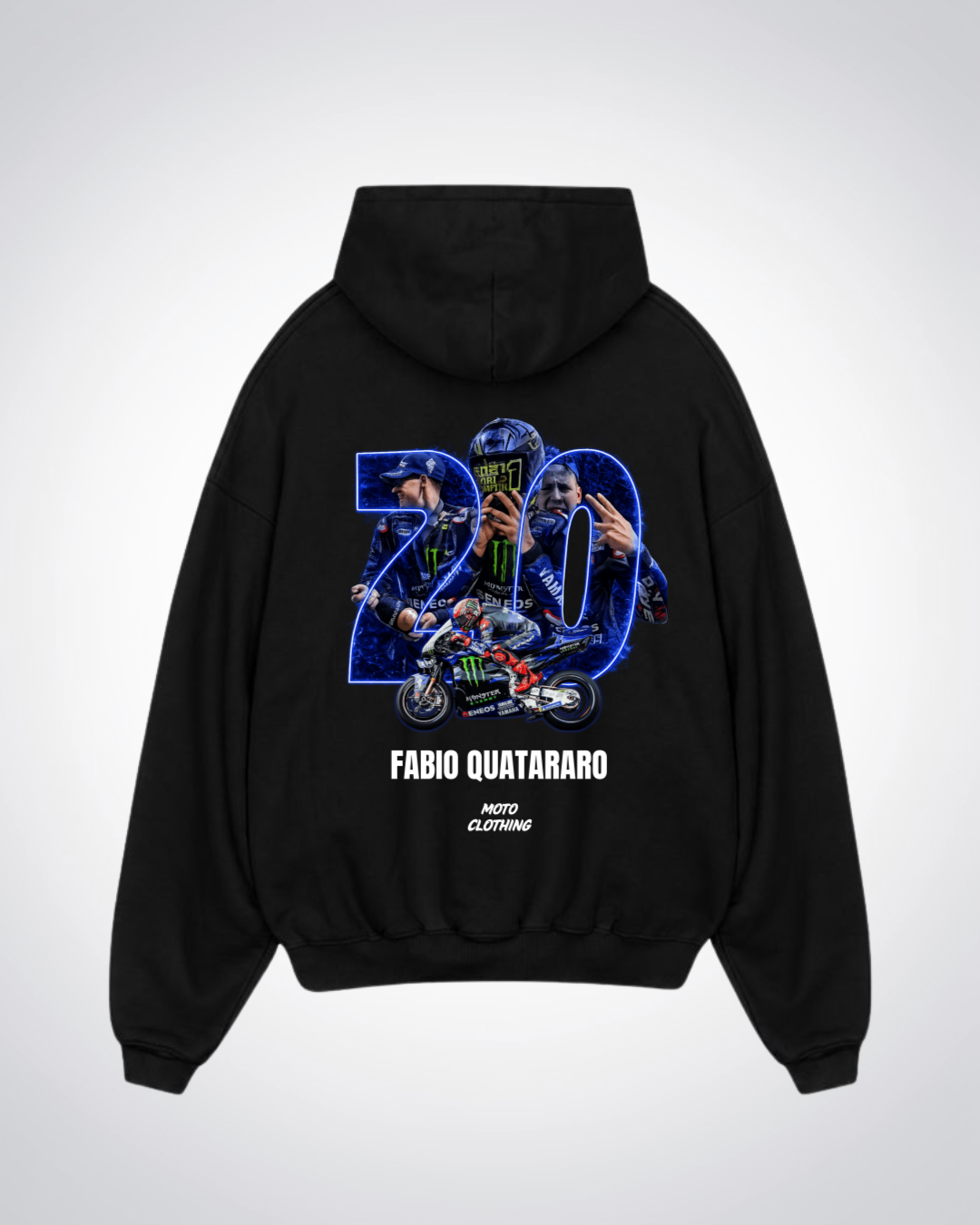 Fabio Quatararo 20 Oversized Hoodie - Black Back (Designed)