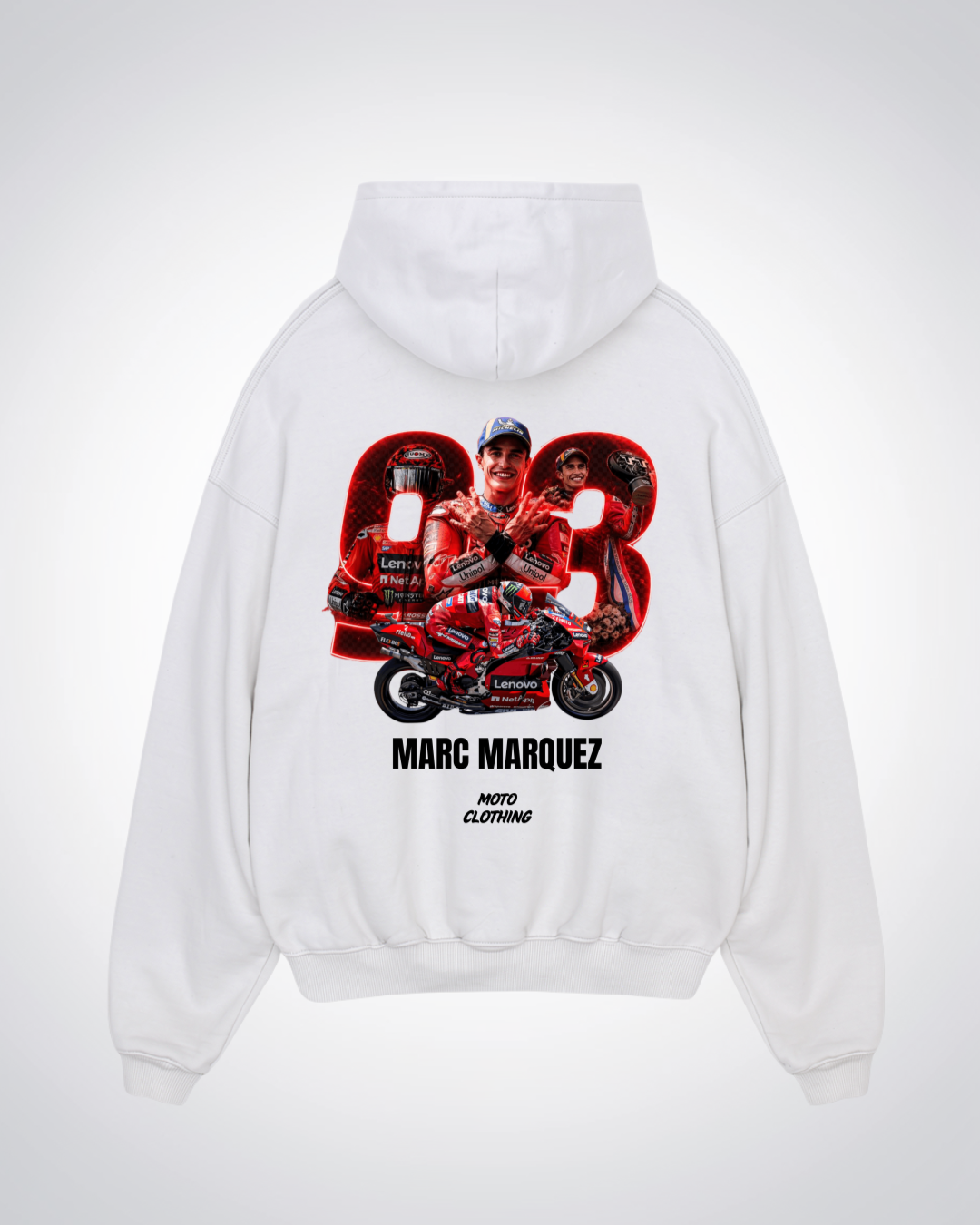 Marc Marquez 93 Oversized Hoodie - White Back (Designed)