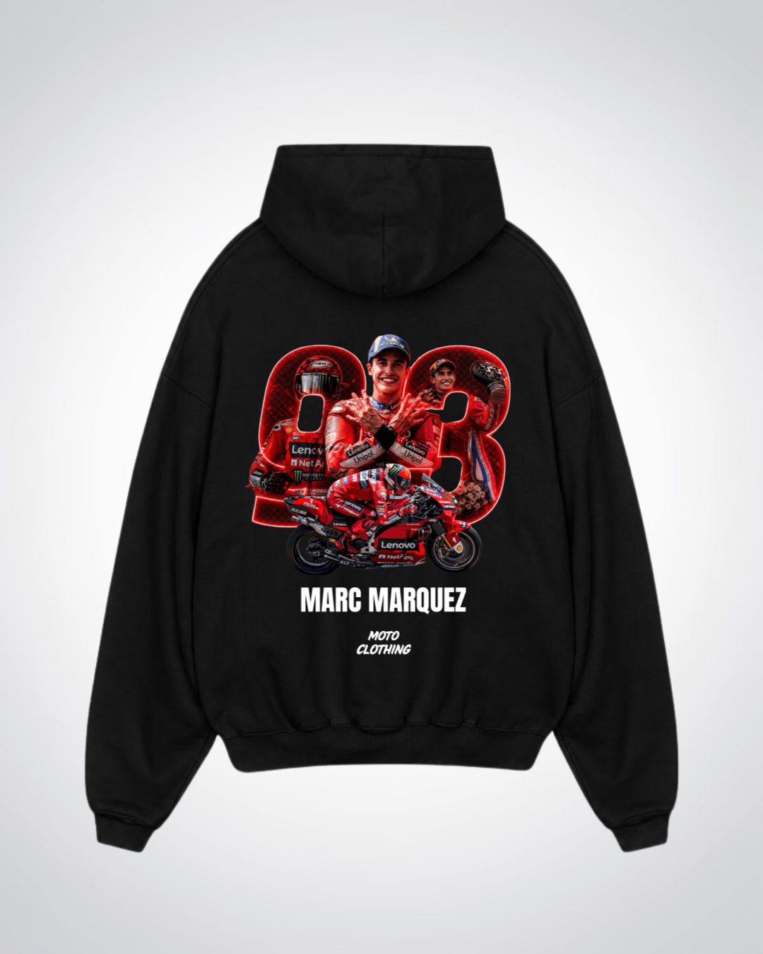 Marc Marquez 93 Oversized Hoodie - Black Back (Designed)