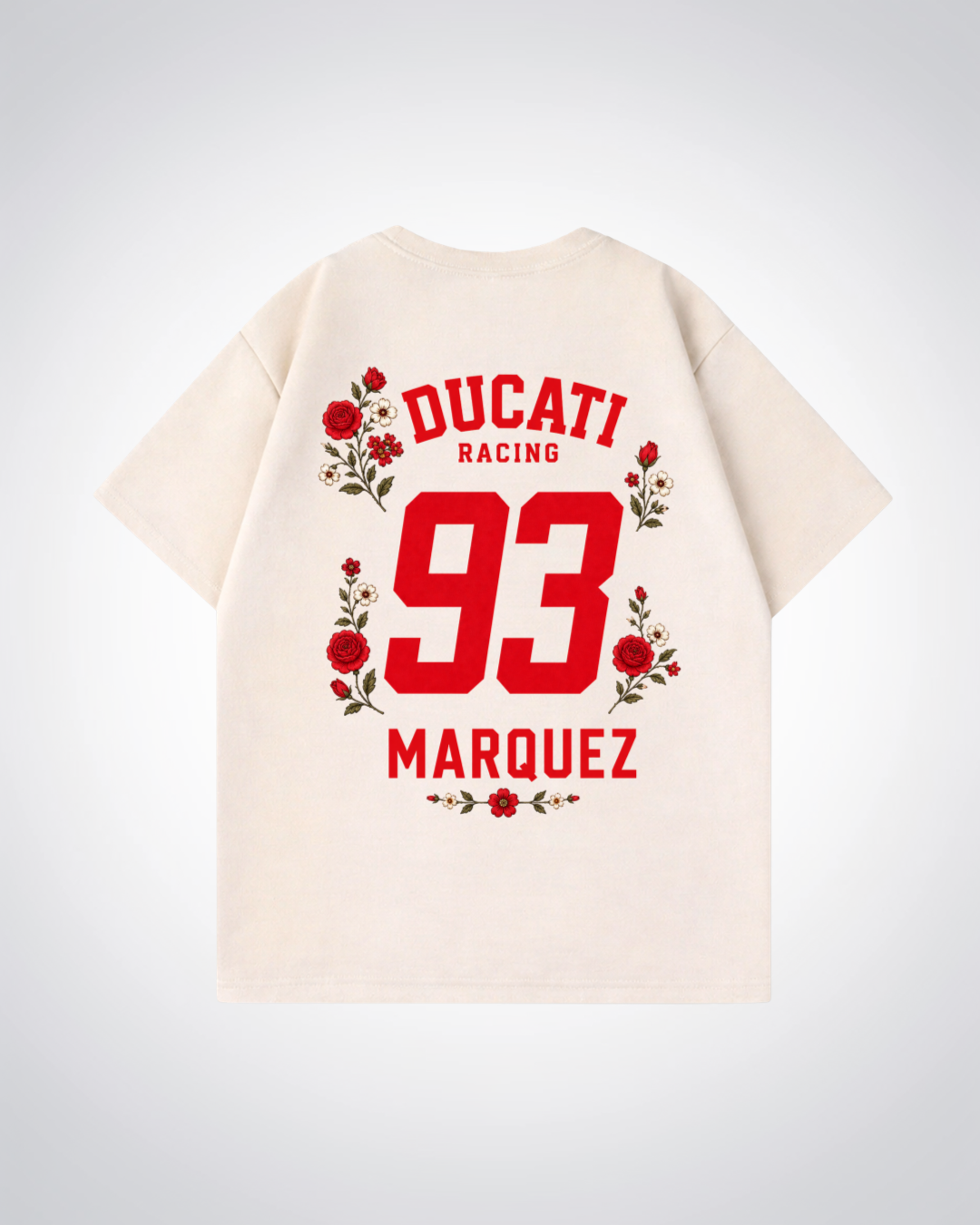 Marquez Flower Trikot Oversized Shirt - Beige Back (Designed)