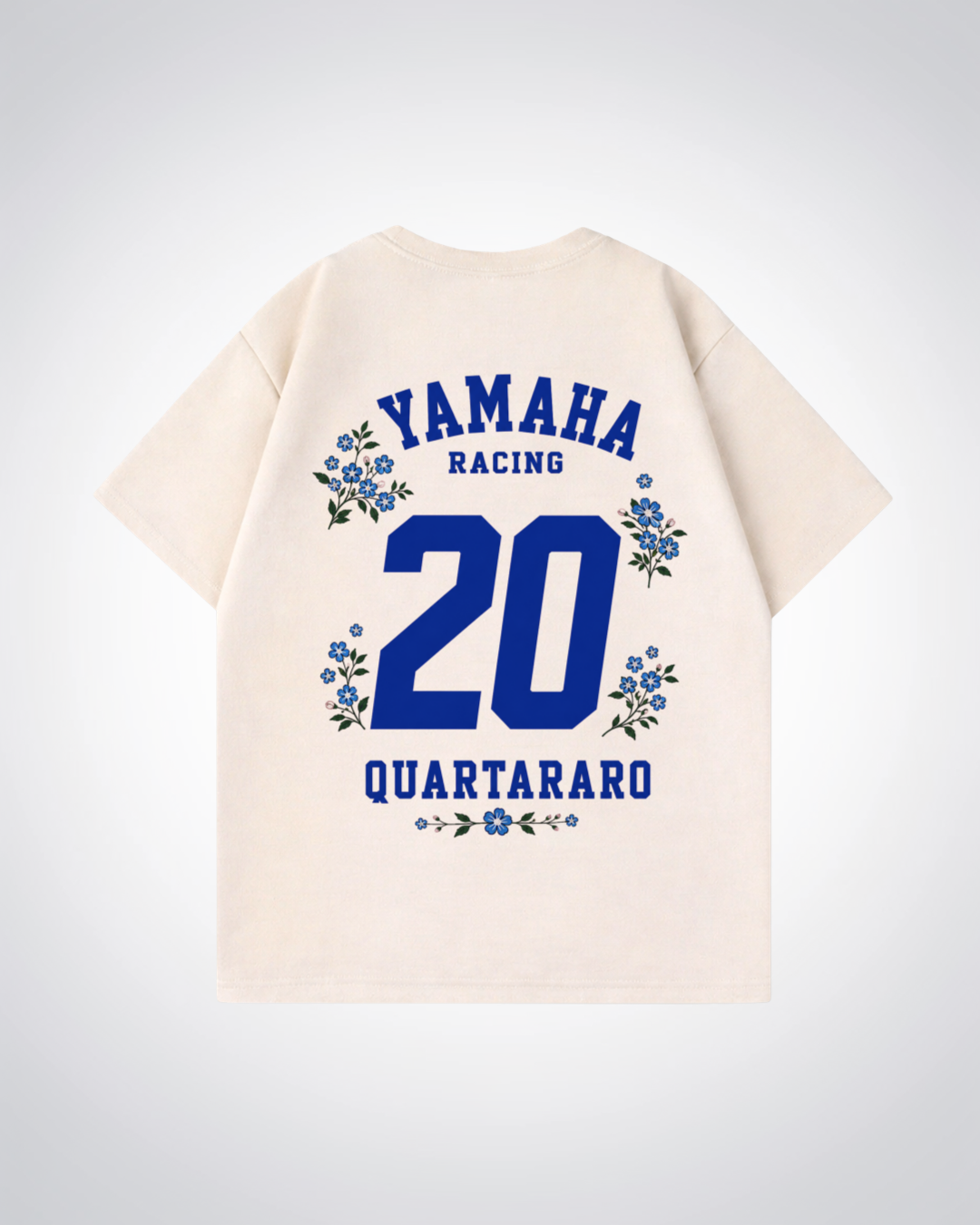 Quartararo Flower Trikot Oversized Shirt - Beige Back (Designed)