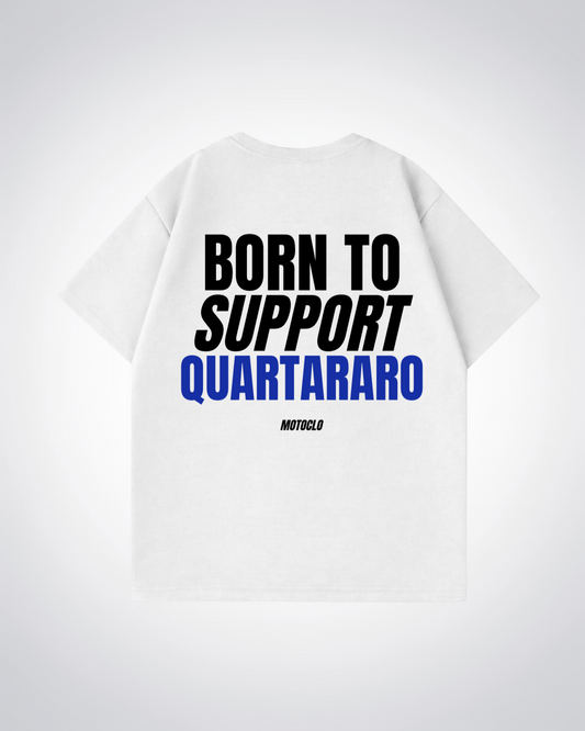 Born To Support Quartararo Oversized Shirt - White Back (Designed)