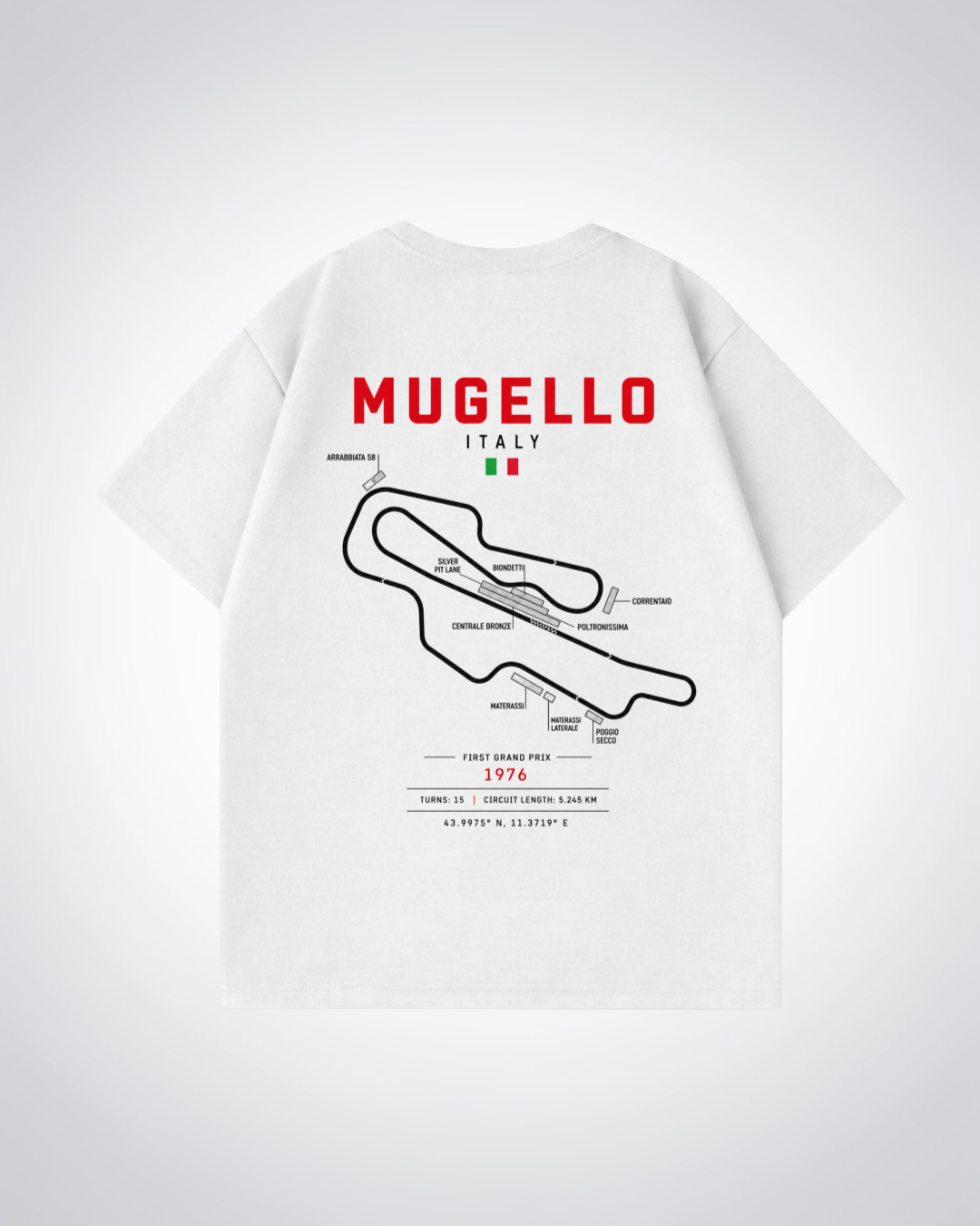 Mugello Circuit Oversized Shirt - White Back (Designed)