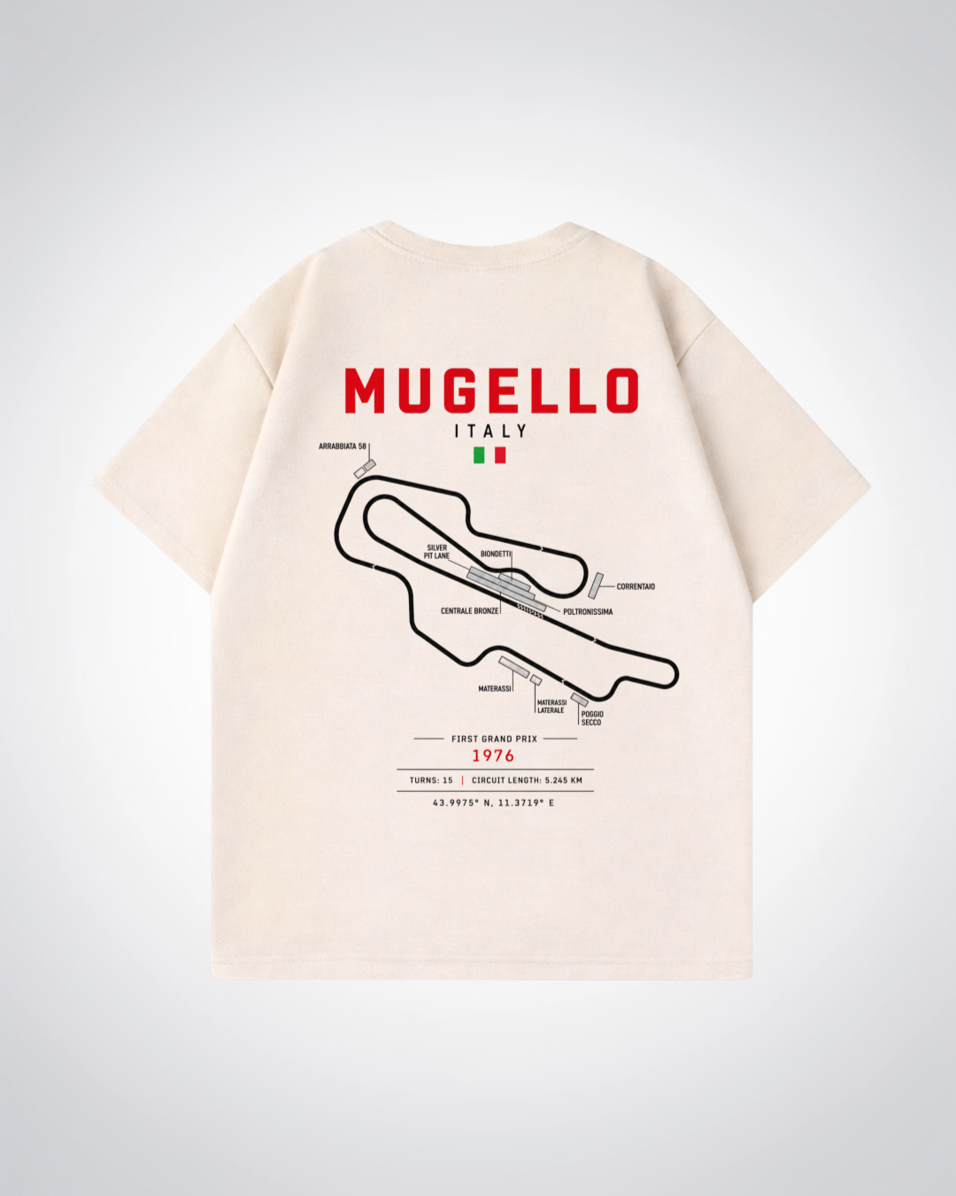 Mugello Circuit Oversized Shirt - Beige Back (Designed)