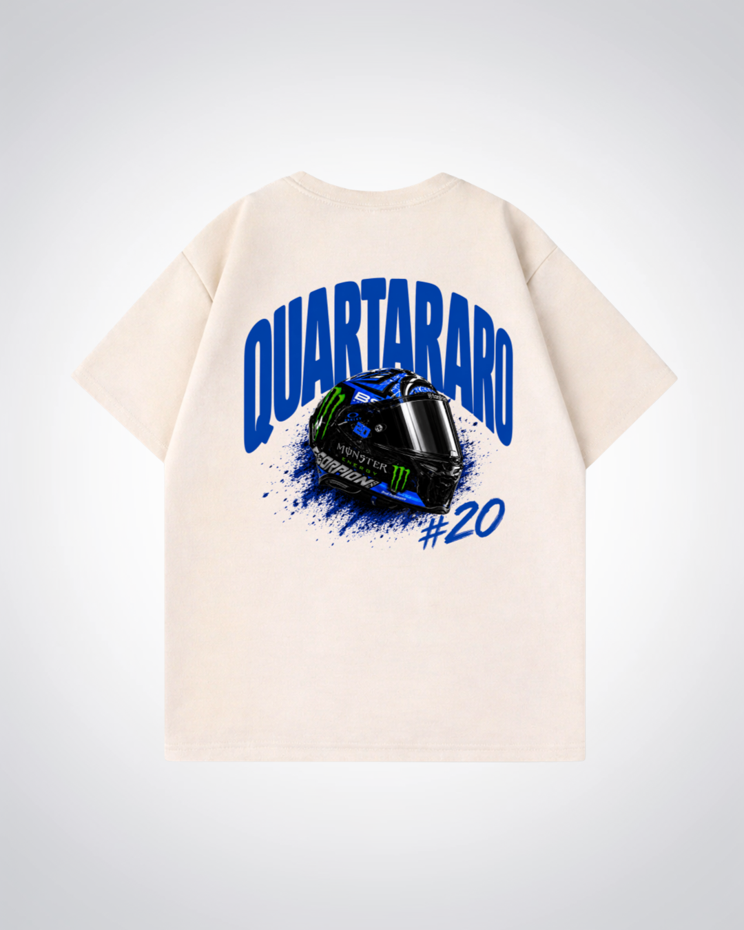 Quartararo Helmet Oversized Shirt - Beige Back (Designed)
