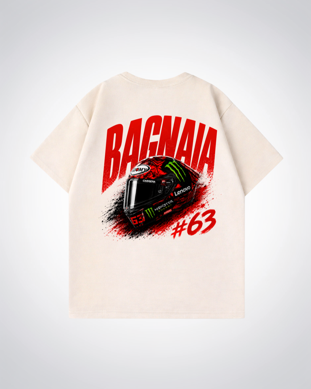 Bagnaia Helmet Oversized Shirt - Beige Back (Designed)
