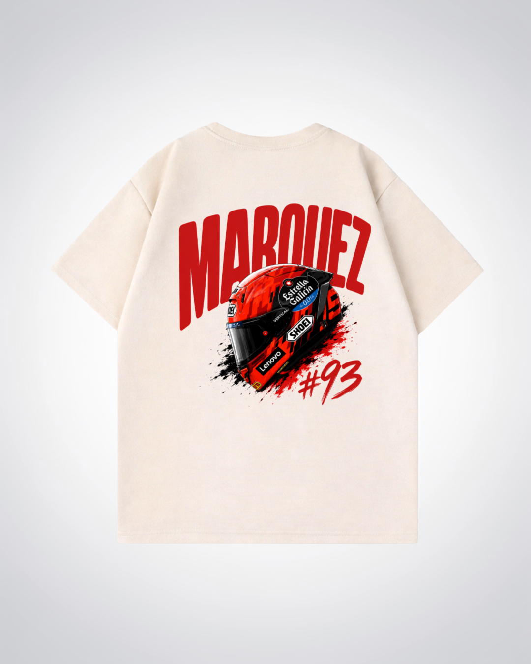 Marquez Helmet Oversized Shirt - Beige Back (Designed)