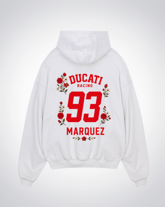 Marquez Flower Trikot Oversized Hoodie - White Back (Designed)