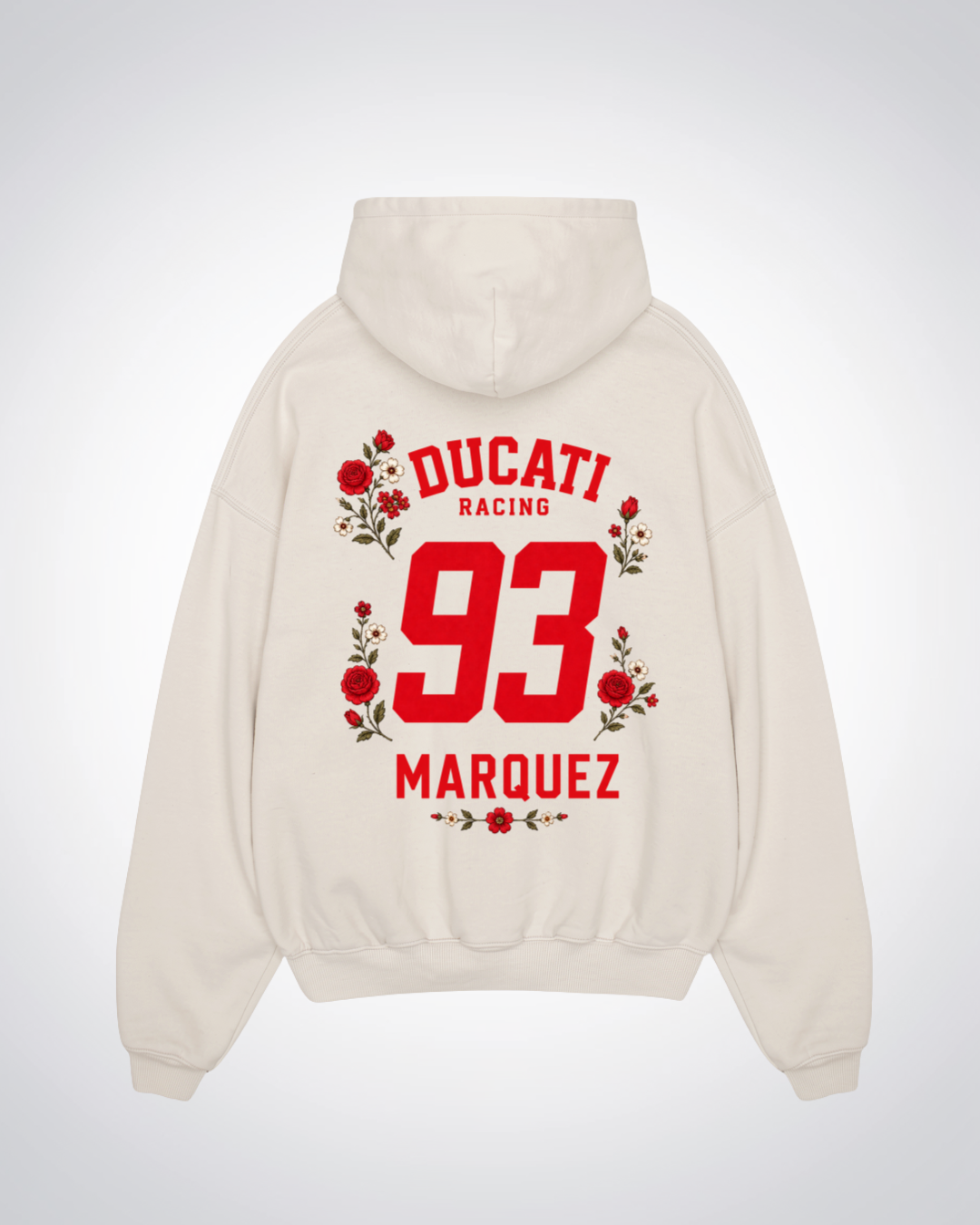 Marquez Flower Trikot Oversized Hoodie - Beige Back (Designed)