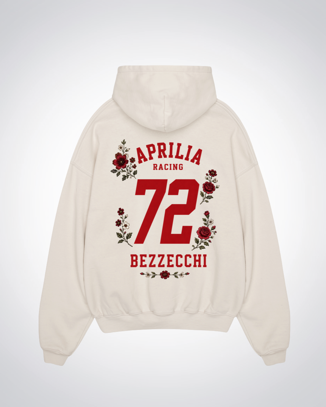 Bezzecchi Flower Trikot Oversized Hoodie - Beige Back (Designed)