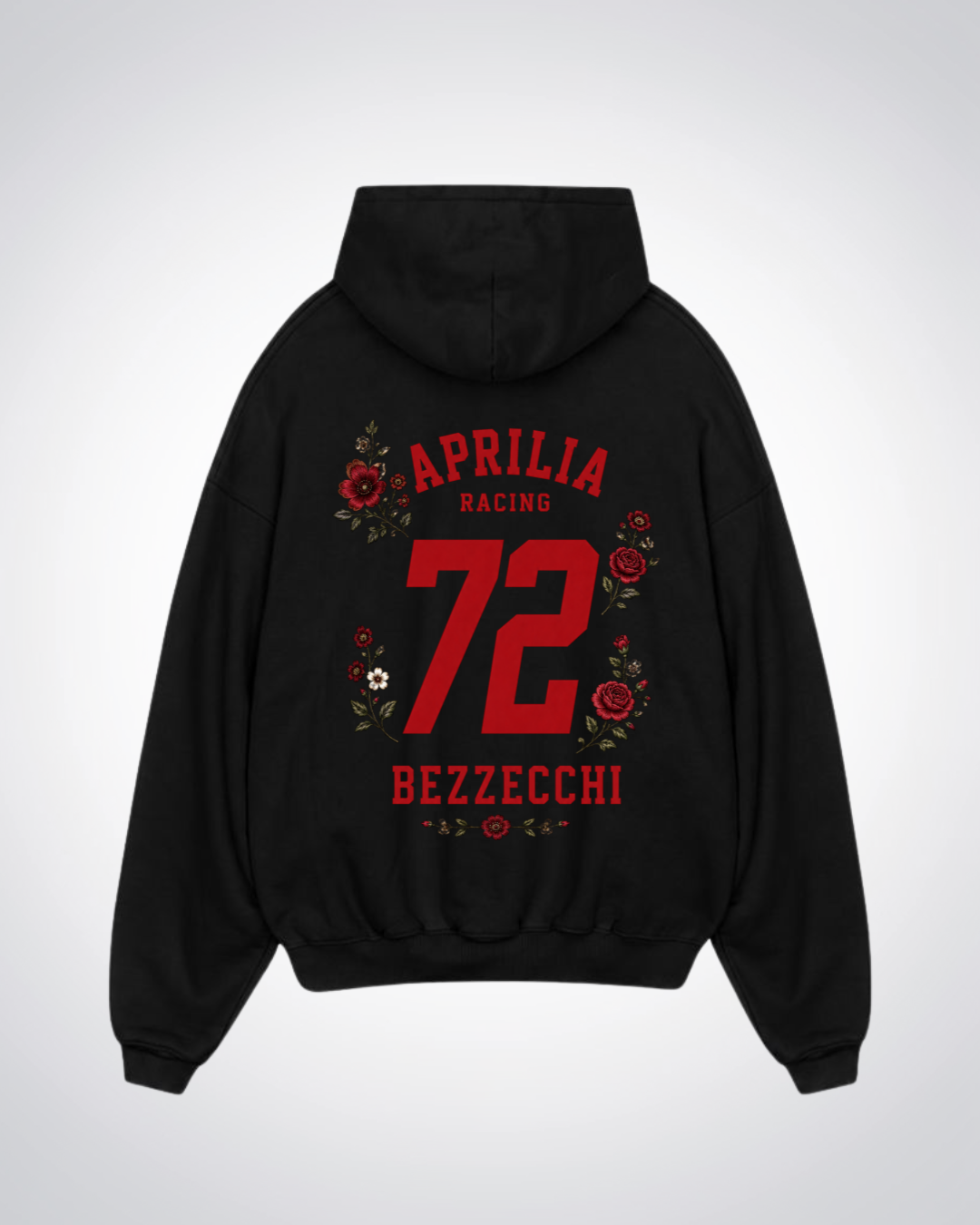 Bezzecchi Flower Trikot Oversized Hoodie - Black Back (Designed)