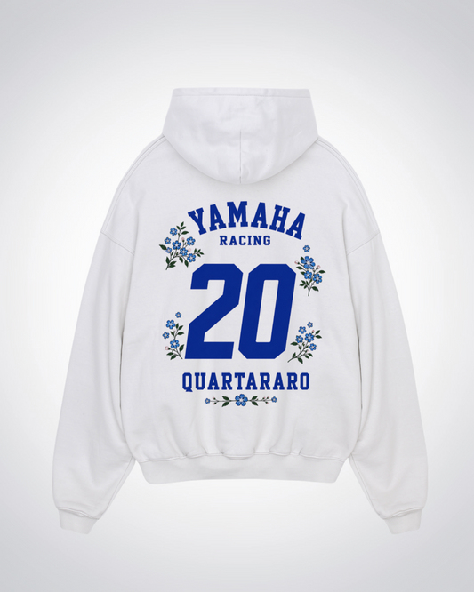 Quartararo Flower Trikot Oversized Hoodie - White Back (Designed)