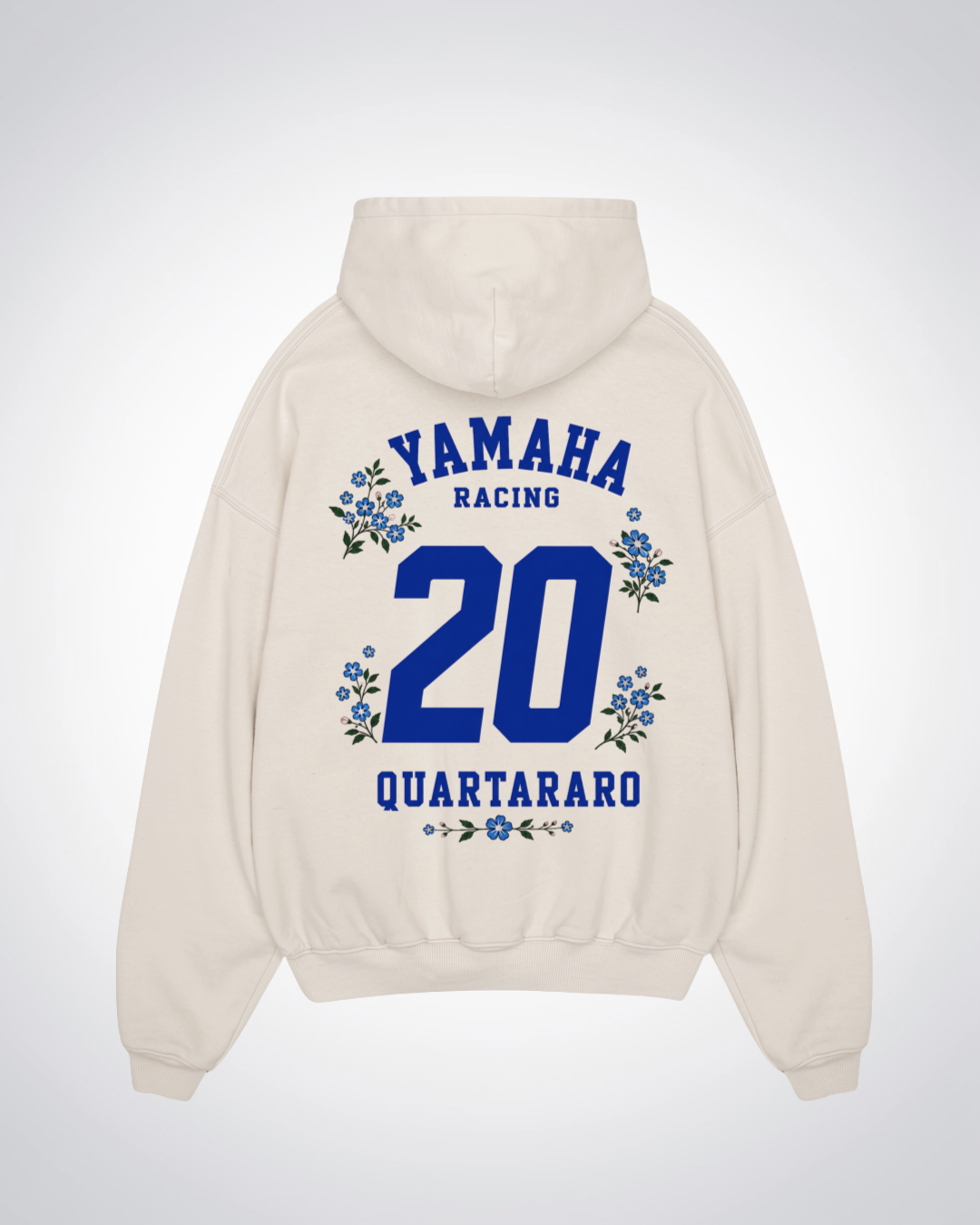 Quartararo Flower Trikot Oversized Hoodie - Beige Back (Designed)