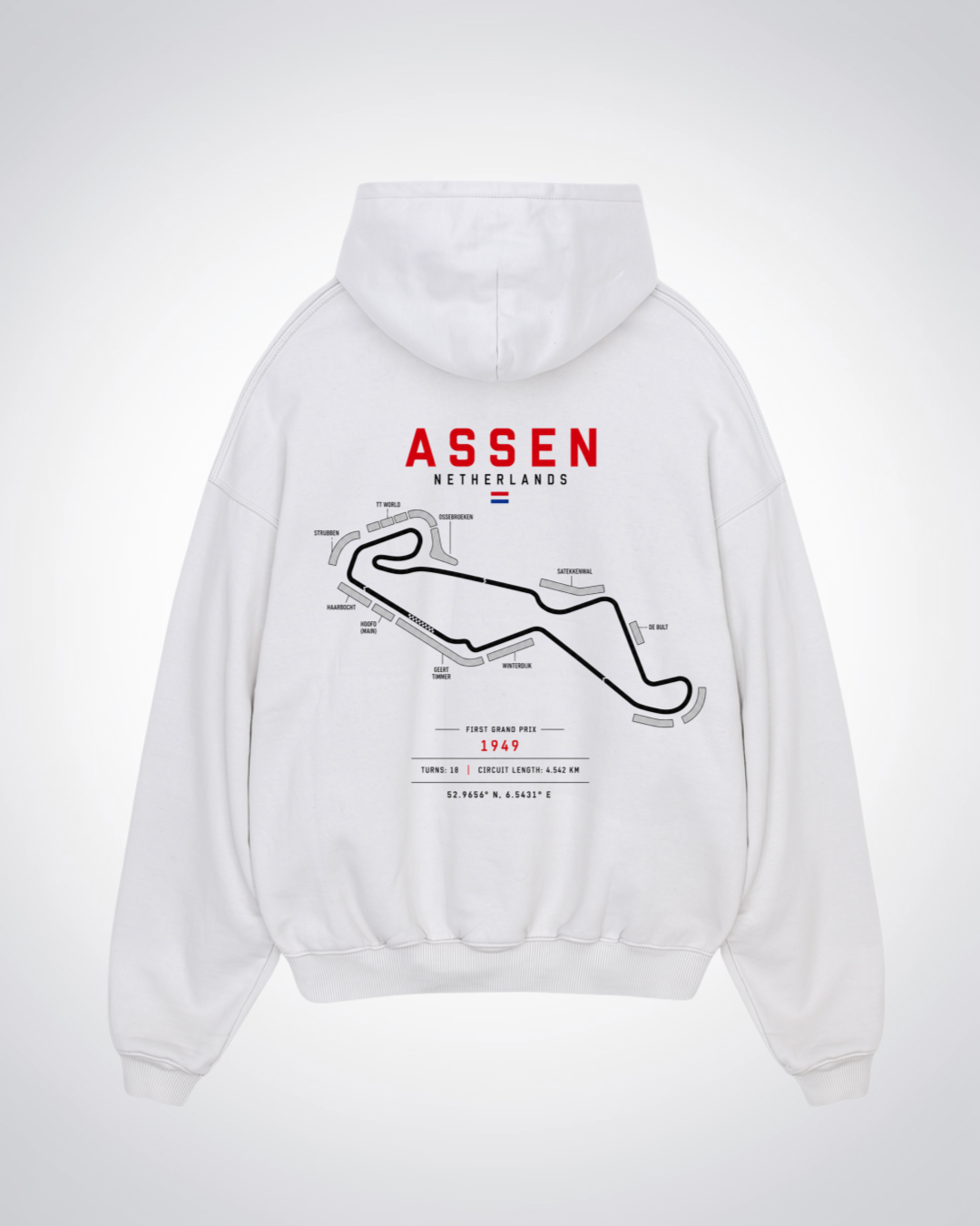 Assen Circuit Oversized Hoodie - White Back (Designed)