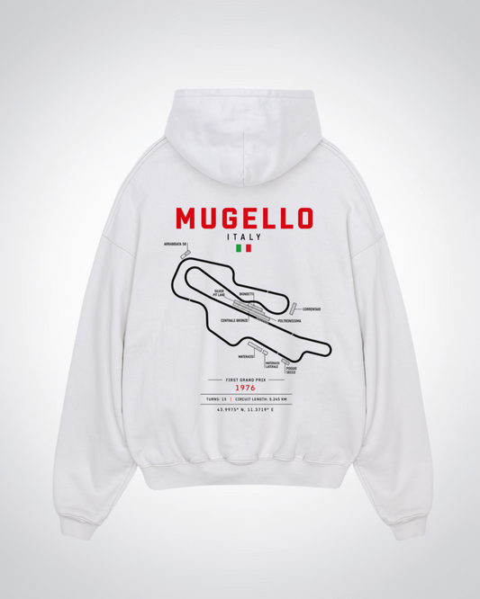 Mugello Circuit Oversized Hoodie - White Back (Designed)