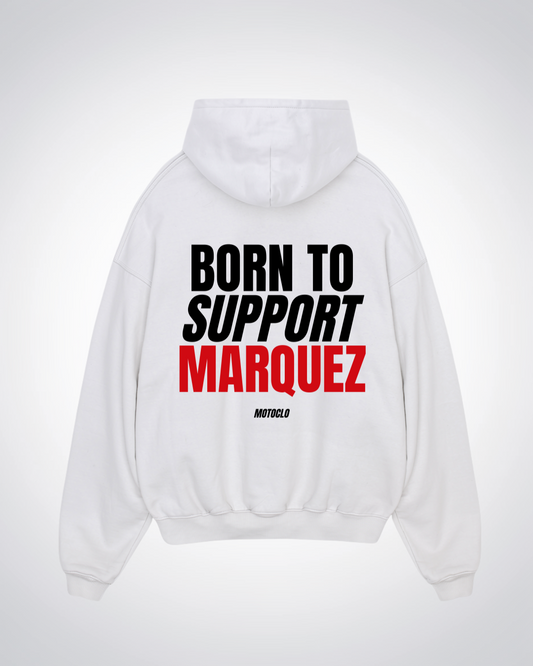 Born To Support Marquez Oversized Hoodie - White Back (Designed)