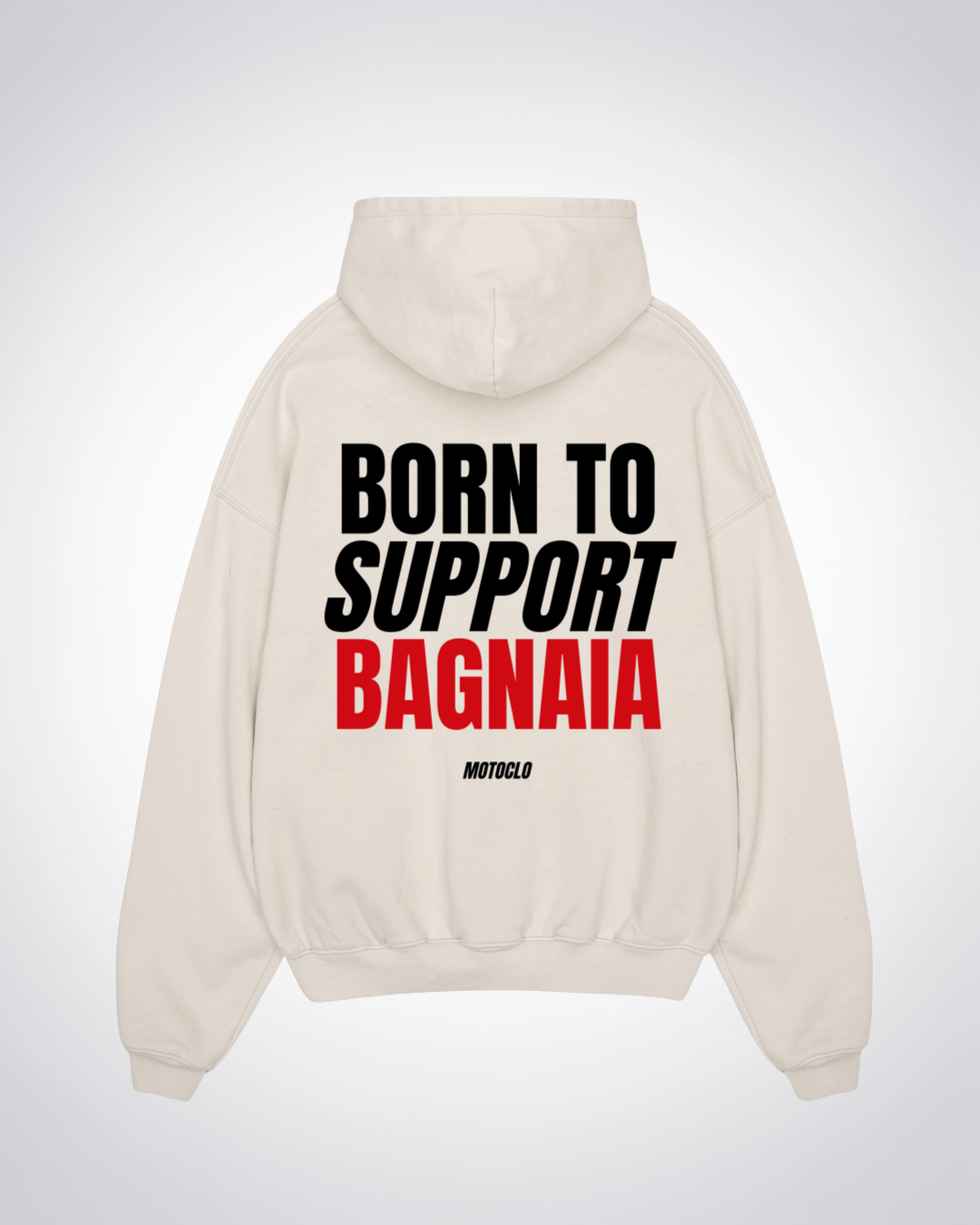Born To Support Bagnaia Oversized Hoodie - Beige Back (Designed)