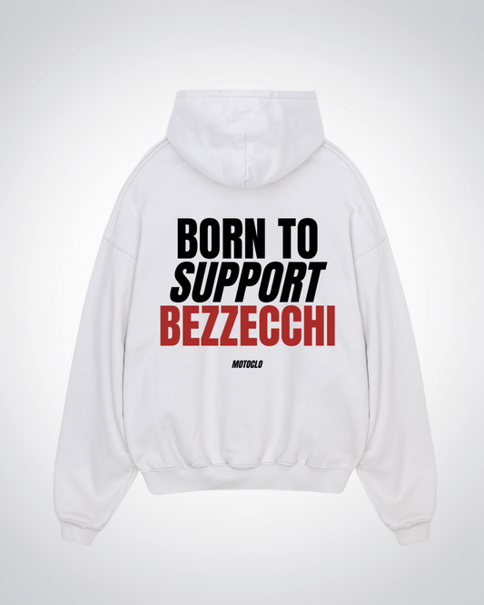 Born To Support Bezzecchi Oversized Hoodie - White Back (Designed)