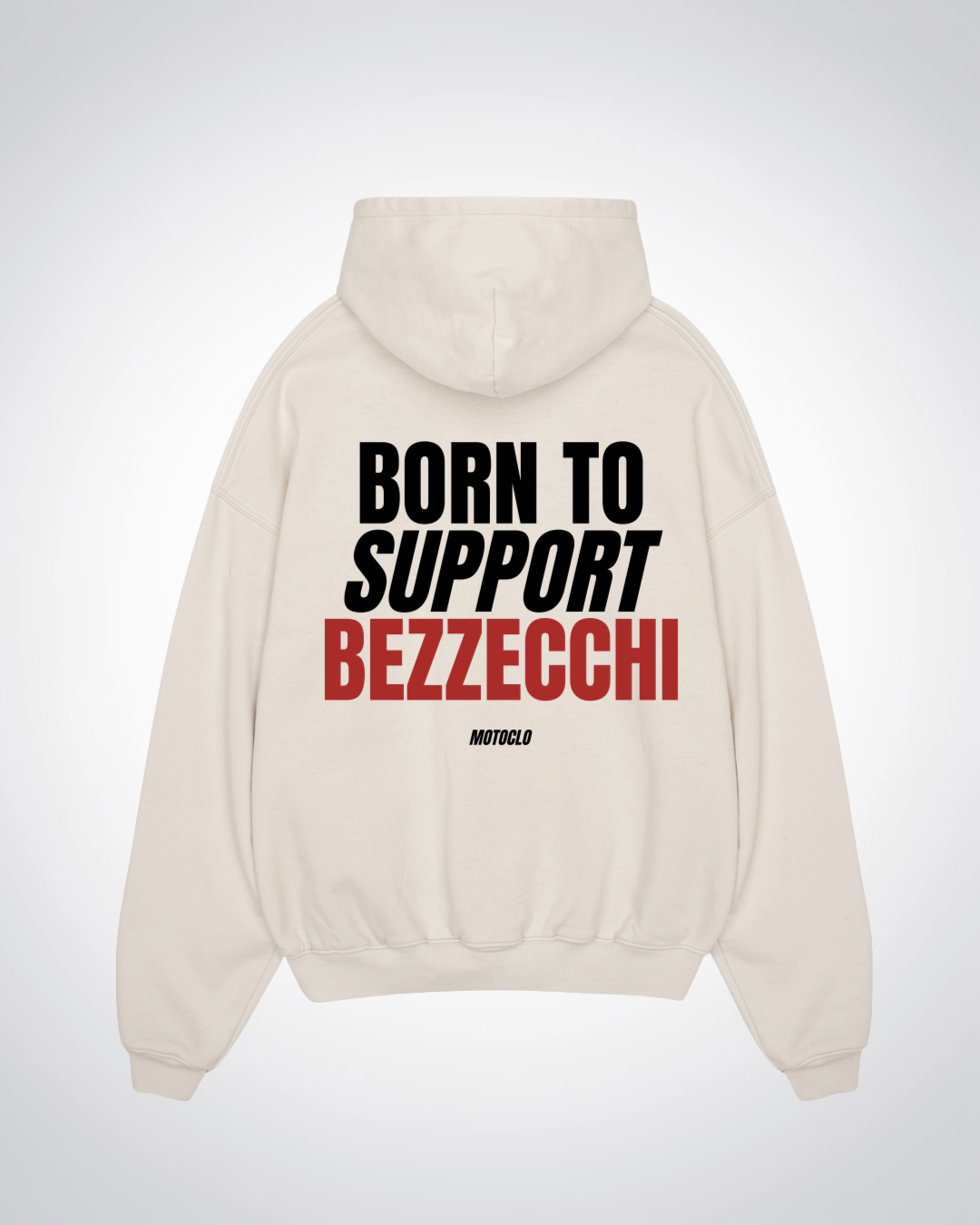 Born To Support Bezzecchi Oversized Hoodie - Beige Back (Designed)