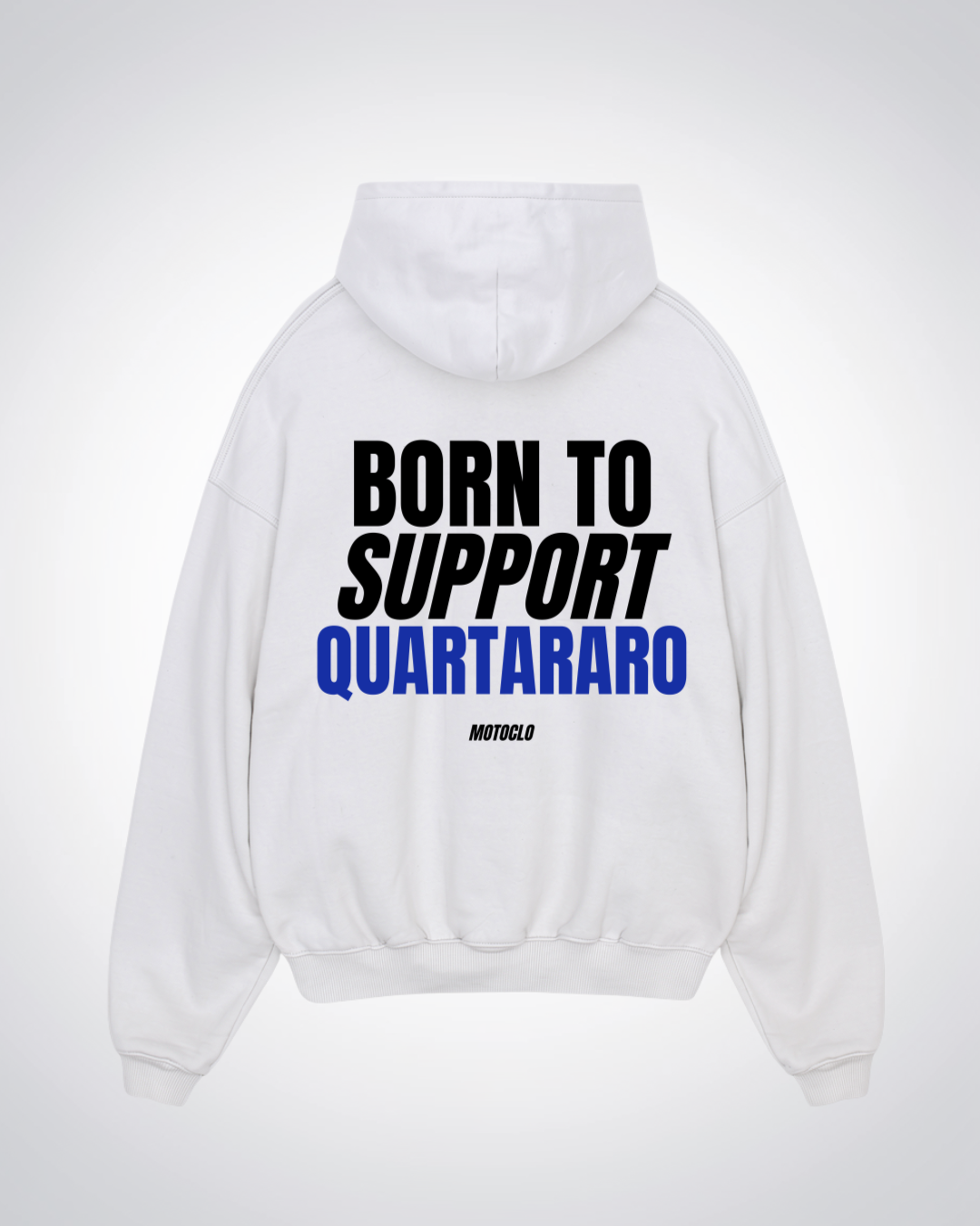 Born To Support Quartararo Oversized Hoodie - White Back (Designed)
