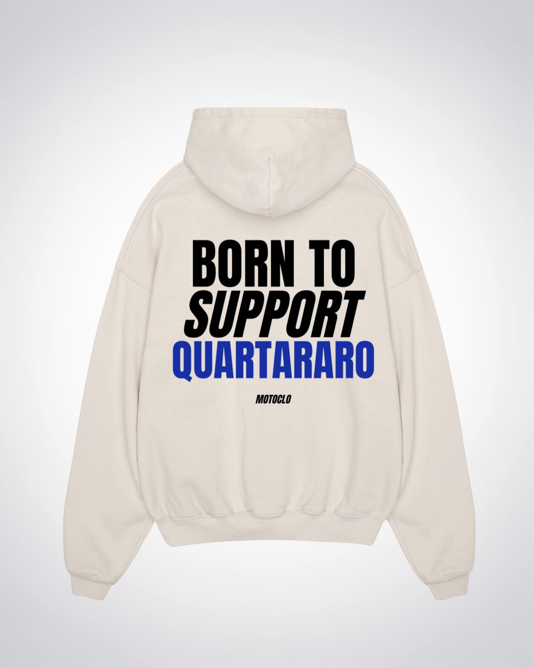 Born To Support Quartararo Oversized Hoodie - Beige Back (Designed)