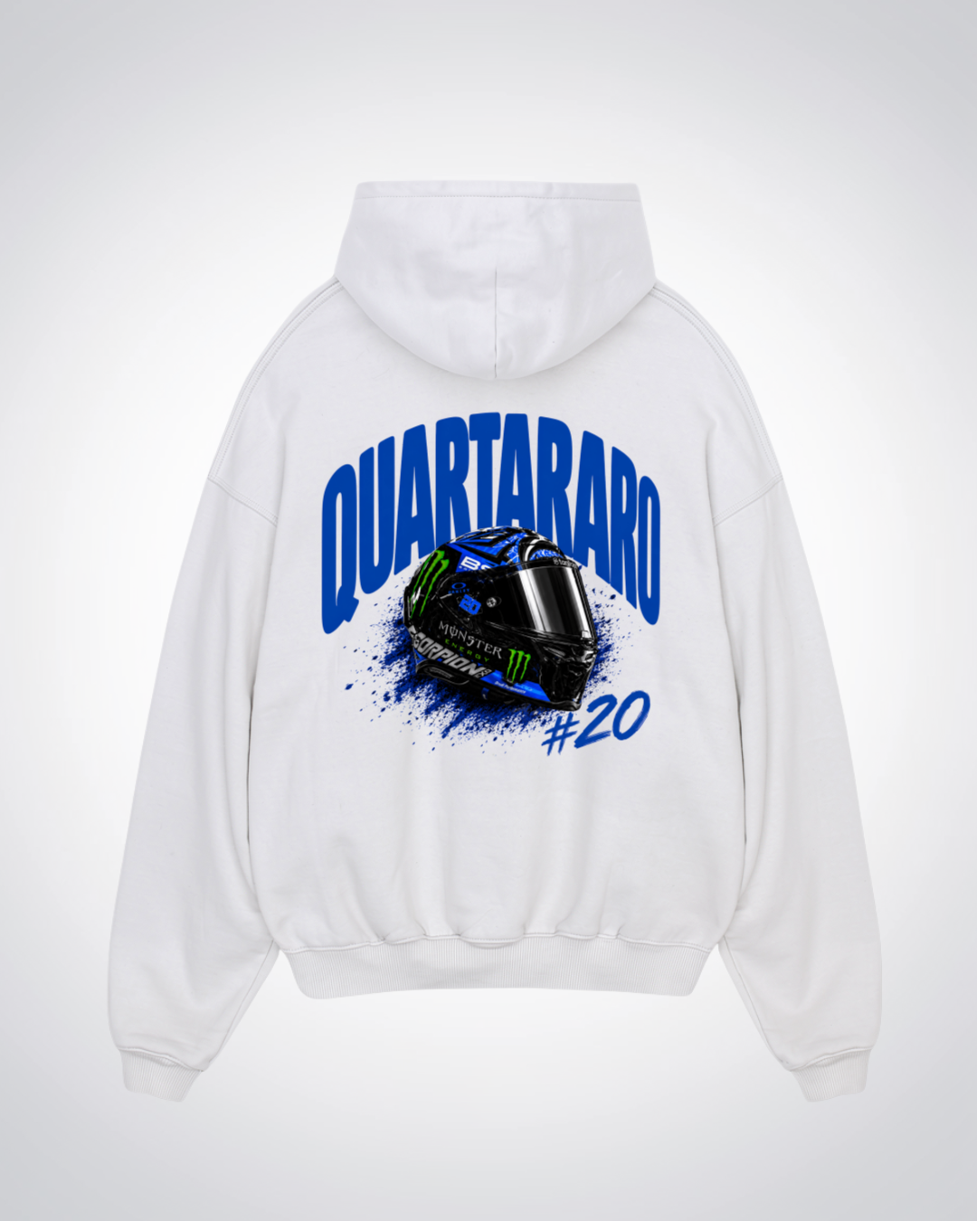  Quartararo Helmet Oversized Hoodie - White Back (Designed)