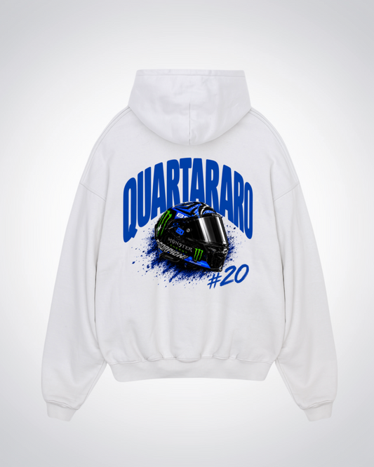  Quartararo Helmet Oversized Hoodie - White Back (Designed)