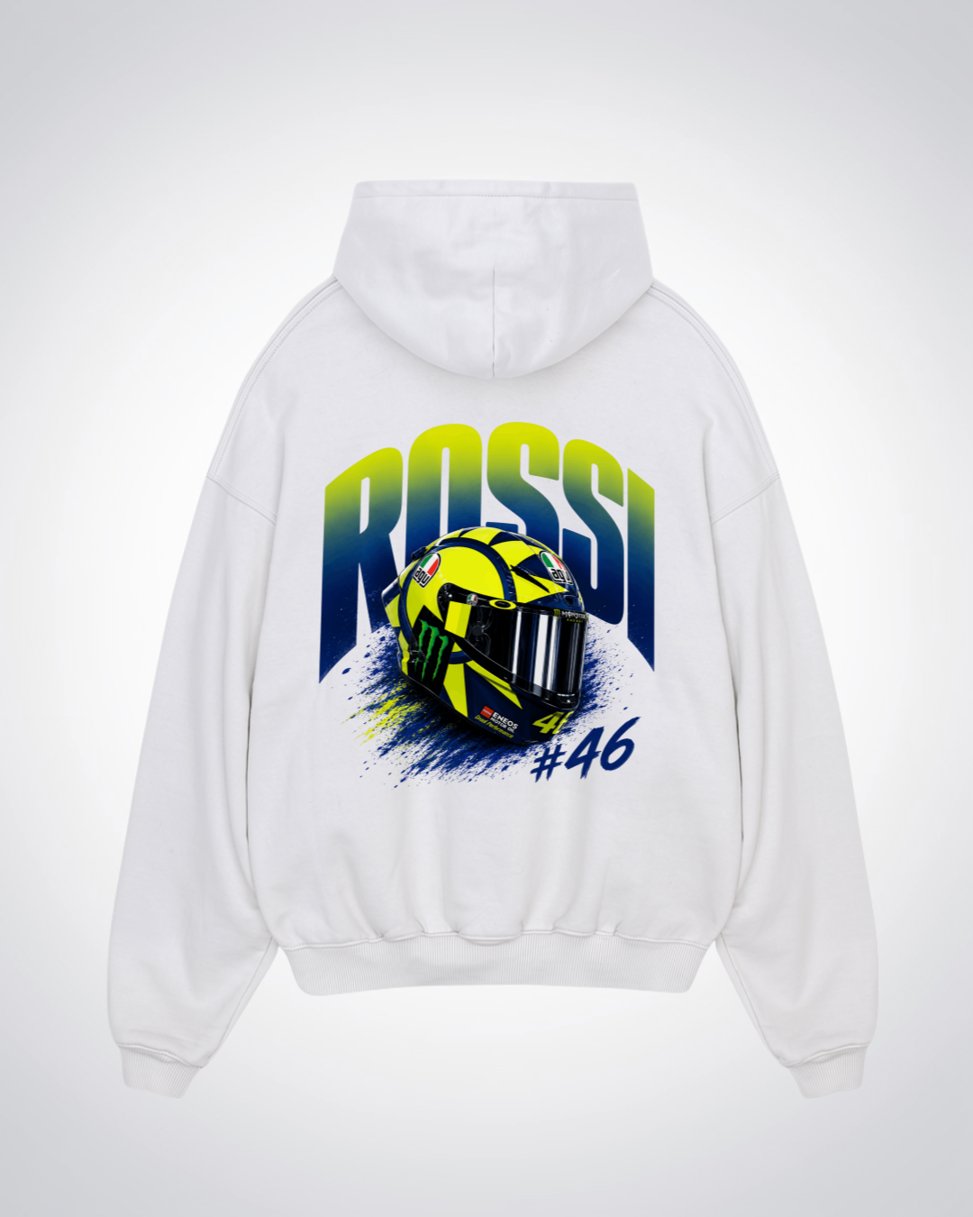  Rossi Helmet Oversized Hoodie - White Back (Designed)