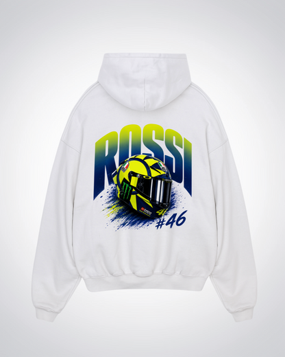  Rossi Helmet Oversized Hoodie - White Back (Designed)