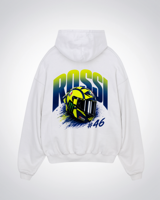  Rossi Helmet Oversized Hoodie - White Back (Designed)